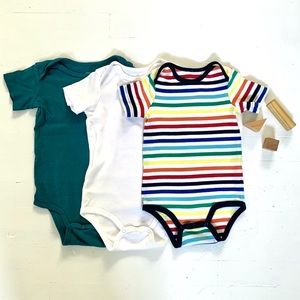 Primary 100% Cotton Short-Sleeved Onesies x 3